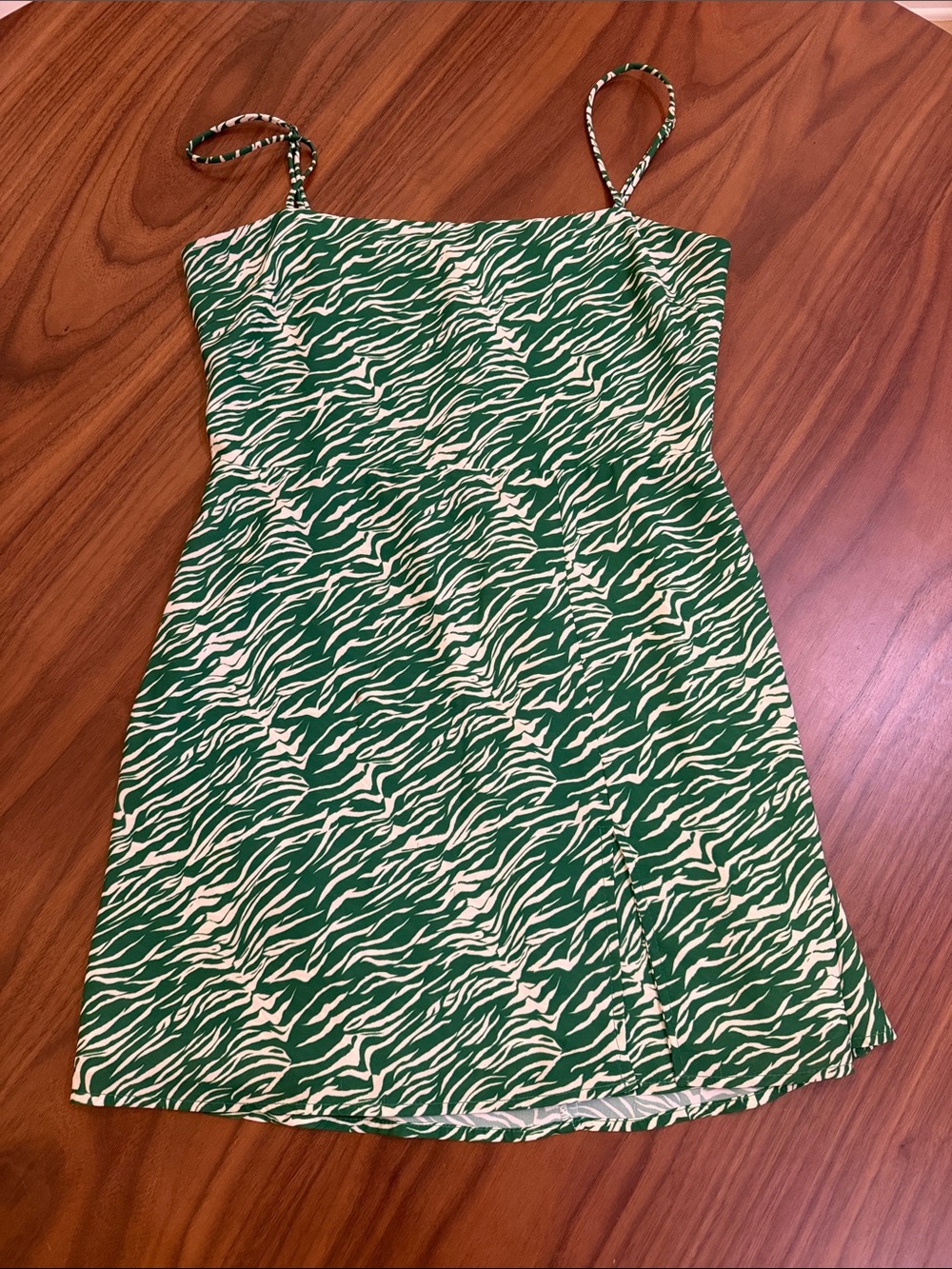Green Zebra-Print Slip Dress - Resa